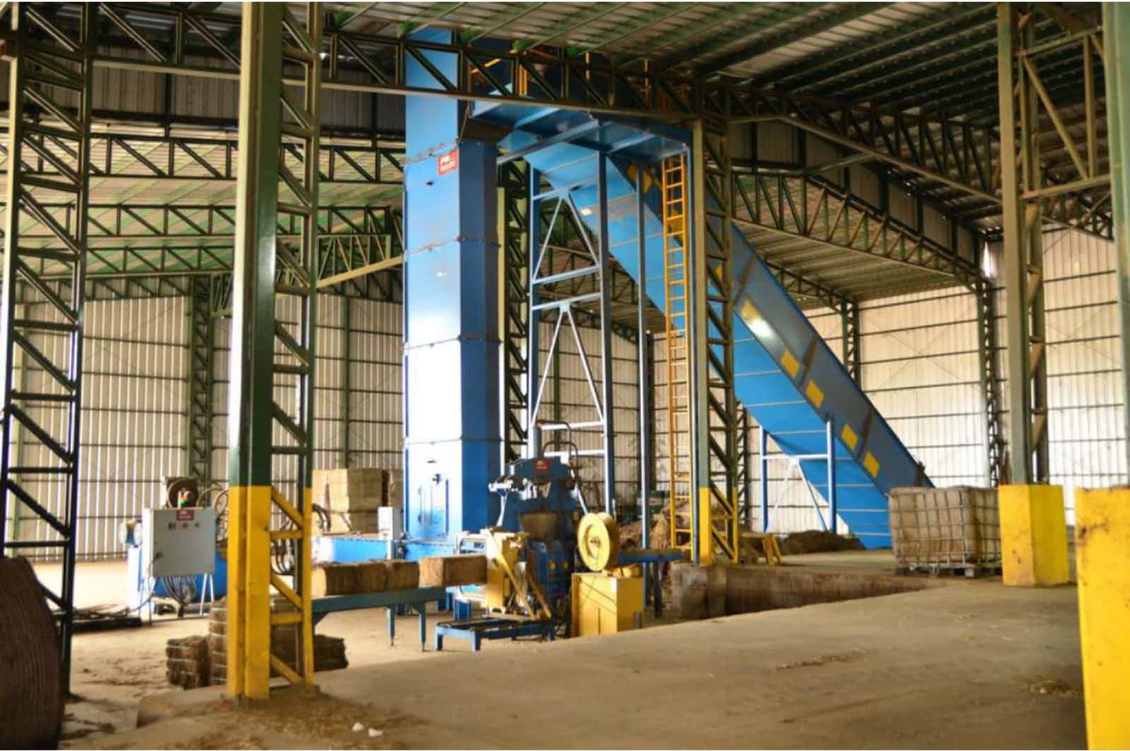 Equipment at an alfalfa compaction facility